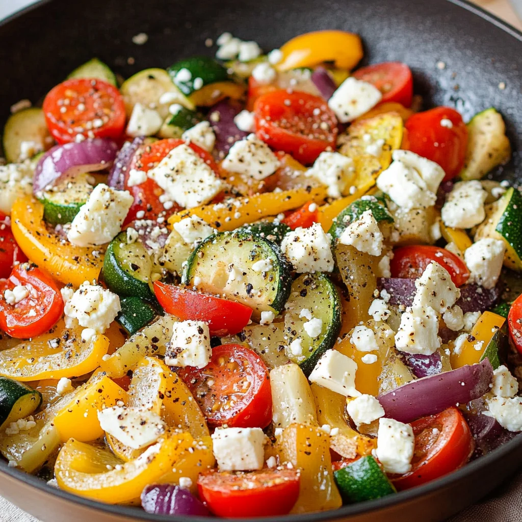 Gemüsepfanne mit Feta - einfach, schnell & lecker
