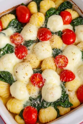 Gnocchi Auflauf mit Spinat, Tomate und Mozzarella