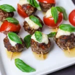 Hackbällchen Caprese - Spieße mit Mozzarella & Tomate