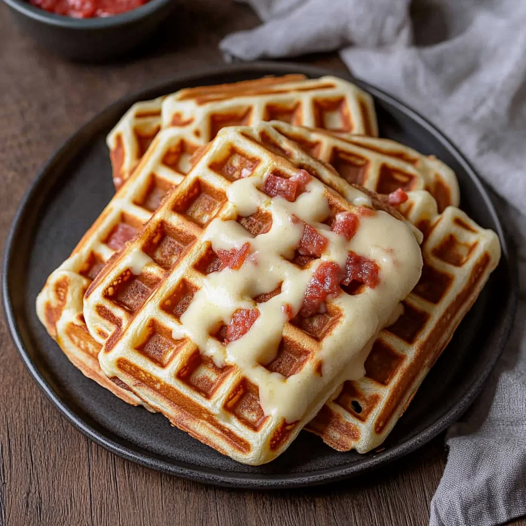 Herzhafte Waffeln mit Käse (Pizzawaffeln)