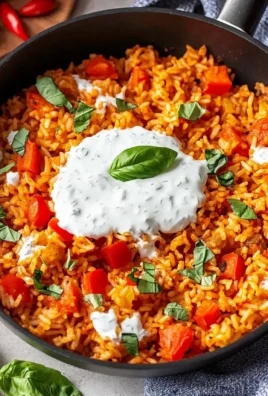 Paprika-Reis-Pfanne mit Joghurtsoße - schnell & vegetarisch