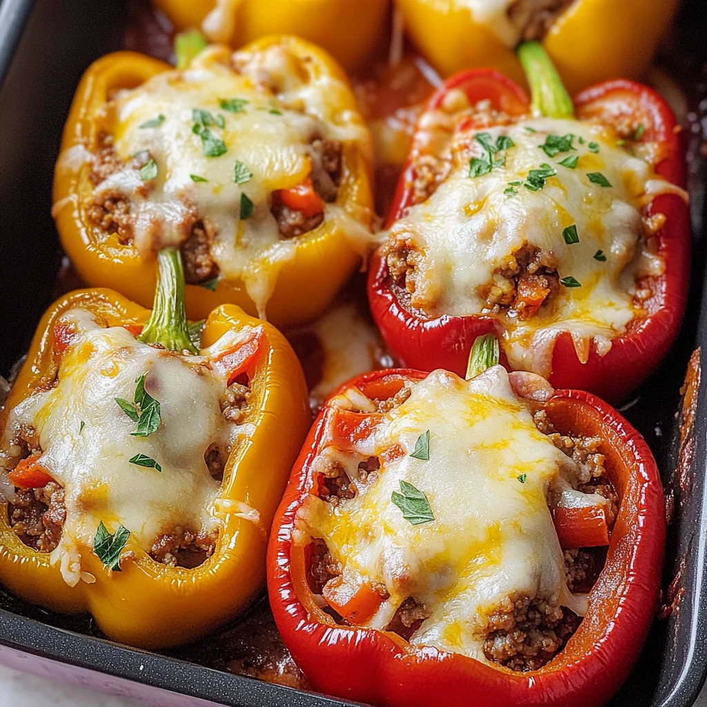 Gefüllte Paprika mit Hackfleisch im Ofen