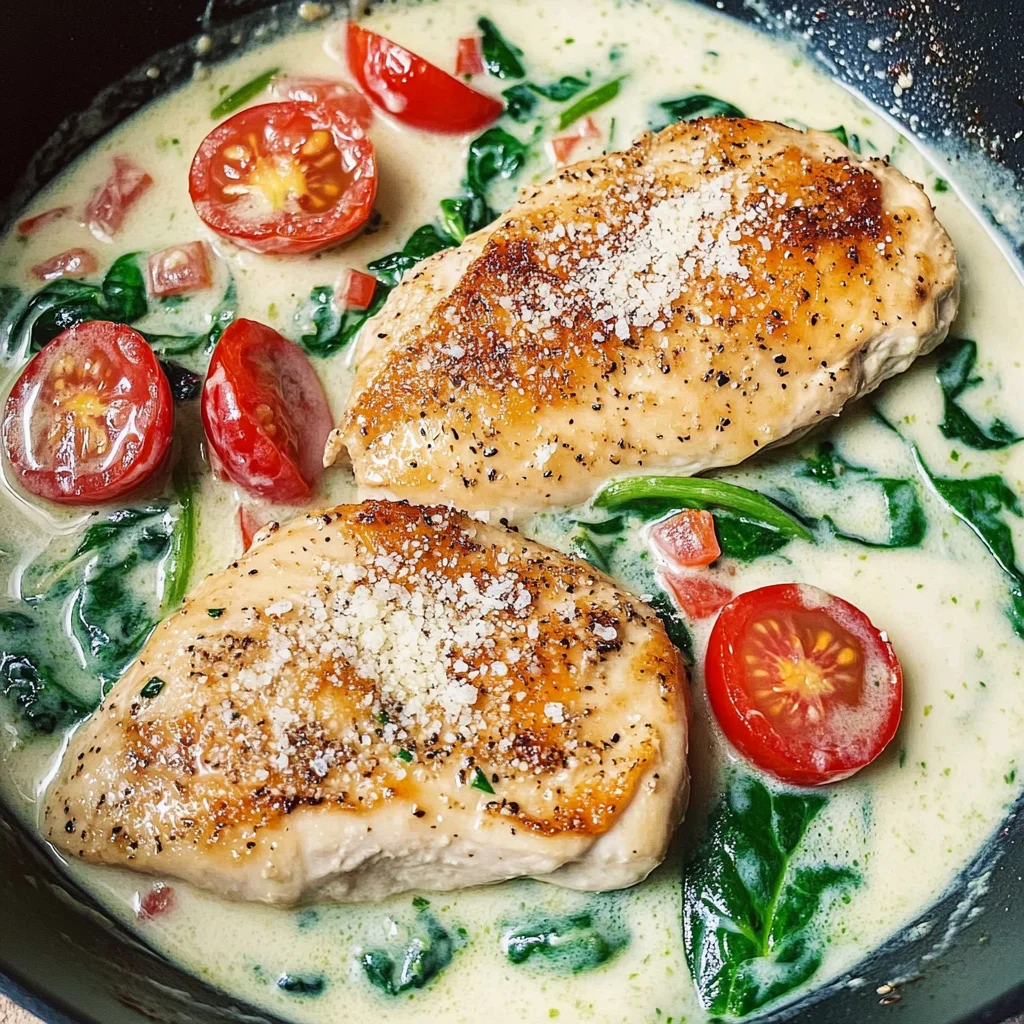 Parmesan-Hähnchen mit Spinat