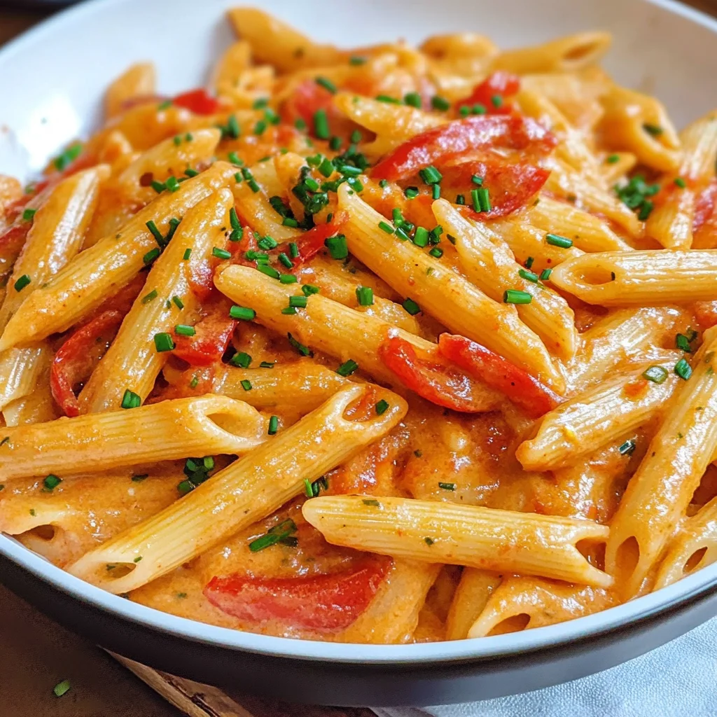 Schnelle Pasta mit Paprika-Sahne-Soße