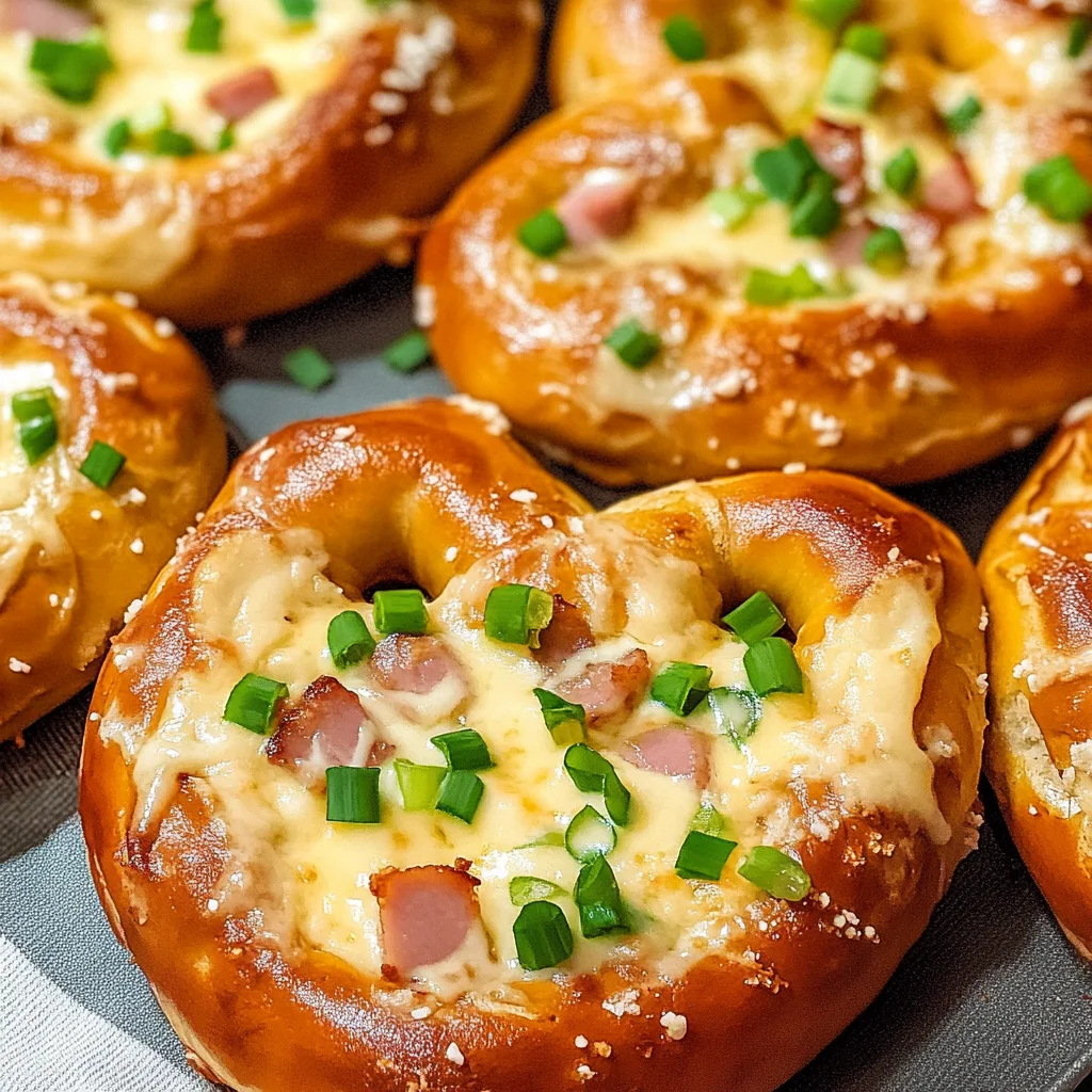 Überbackene Brezeln mit HähnchenHähnchenschinken & Käse